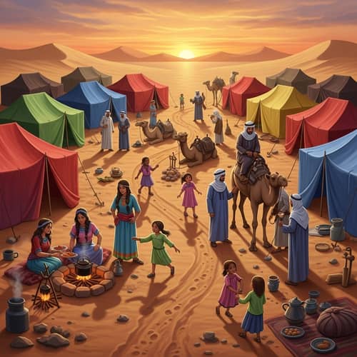 Vibrant Nomad Camp in Desert | Diverse Community & Cultural Activities