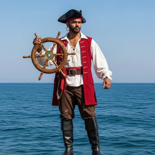 South Asian Man in Pirate Costume | Ship Captain Outfit