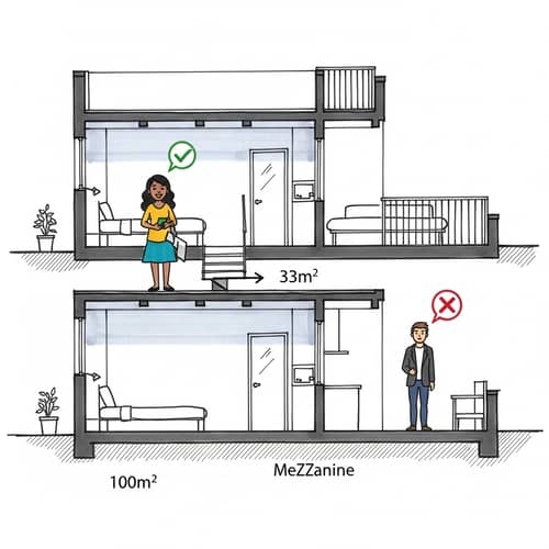 Apartment Cross Section Sketches: Mezzanine Level Redesign