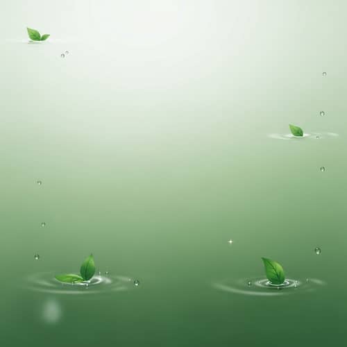 Natural Products Background in Green Tones with Leaves and Water Droplets