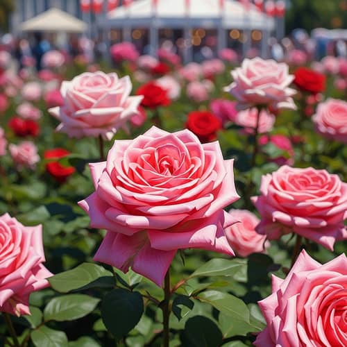 Vibrant Springtime Rose Festival - Impressionist Style Artwork