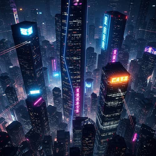 Futuristic Cyberpunk City Skyline | Dynamic Neon Skyscrapers