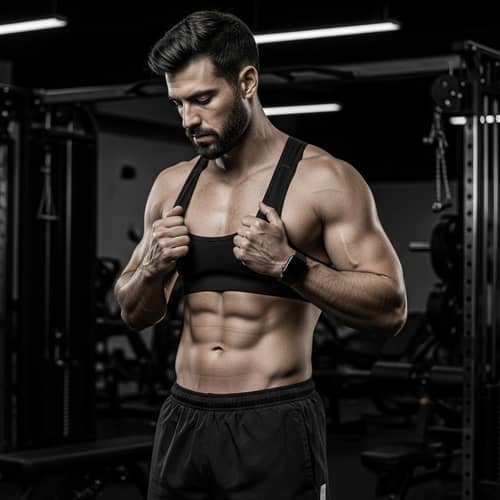 High-Resolution 4K HDR Black and White Gym Photo | Toned Man in Sports Mesh