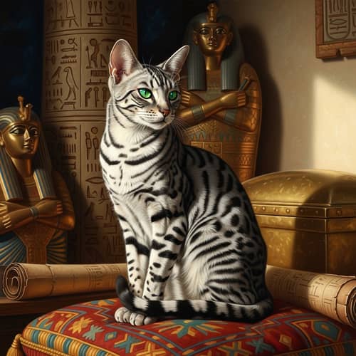 Realistic Egyptian Cat Oil Painting