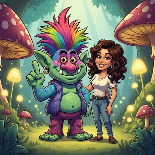 Troll and Brunette: Vibrant Cartoon Characters