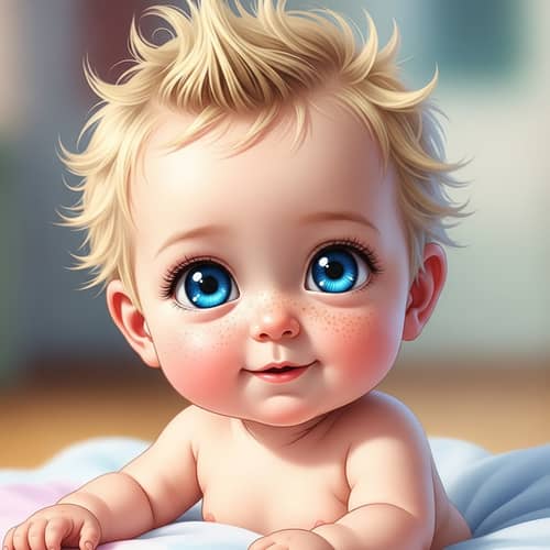 Cute Baby Girl with Spiky Blonde Hair | Anime Style
