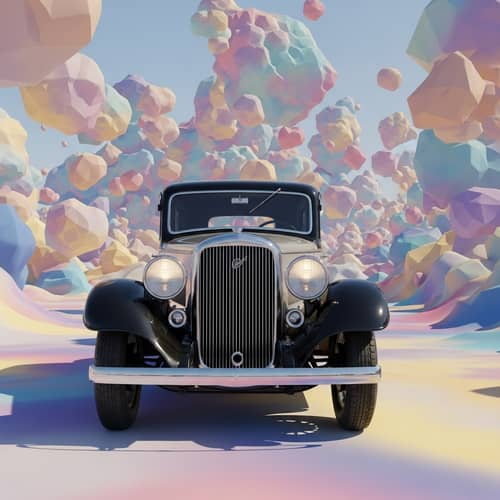 Vintage Car in Otherworldly Realm | Timeless Sophistication