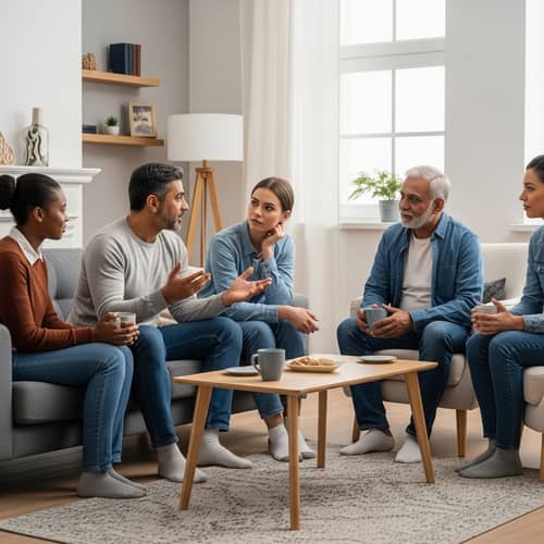 Heartwarming Scene of Diverse Friends Sharing Stories
