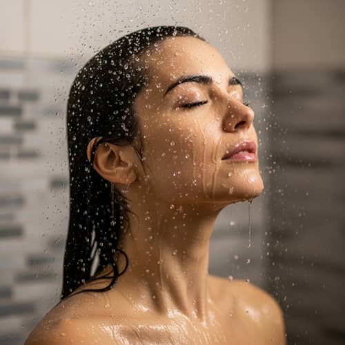 Elegant 8K Photo-realistic Depiction of Woman in Shower