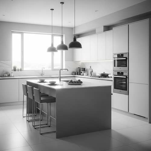 Modern Minimalist Kitchen Design | Sleek Cabinets & Marble Counters