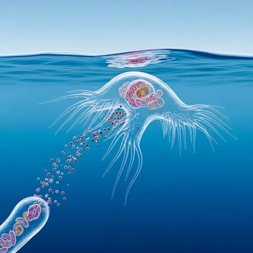 Microscopic View of Amoeba: Ingestion Process in Action