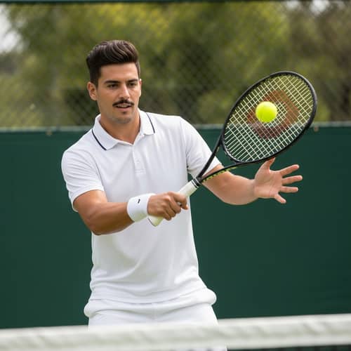 Hispanic Man Playing Tennis | Sports Day on the Court