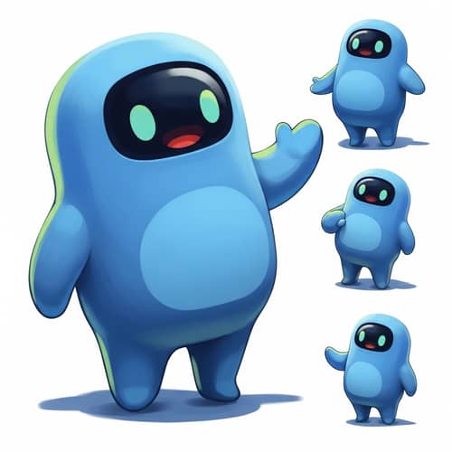 Friendly Oversized Mascot in Material Design Style