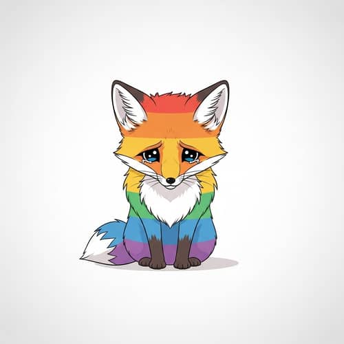Resilient Small Fox with Rainbow Fur - Hopeful Yet Lonely