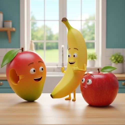 Fruits in Conversation: Mango, Banana & Apple