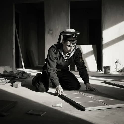 Vintage Russian Sailor Builder: Apartment Renovation Scene