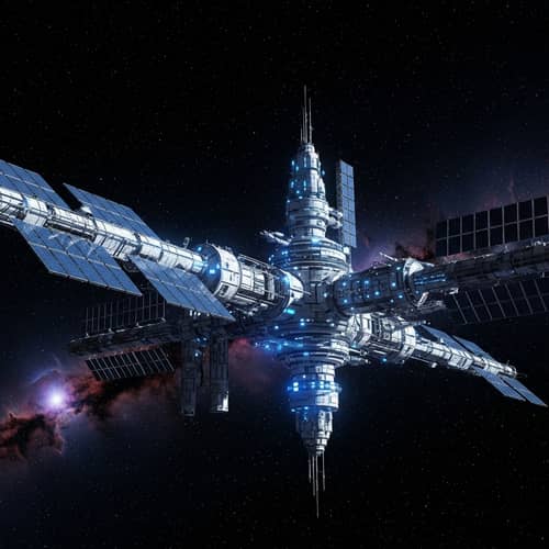 Futuristic Space Station in Cosmos