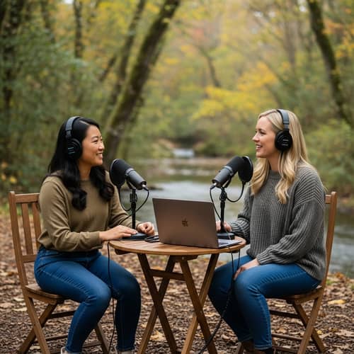Serene Nature Podcast with Diverse Women in Conversation