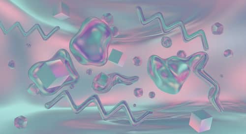 Surreal Abstract Geometric Shapes in Ethereal Space