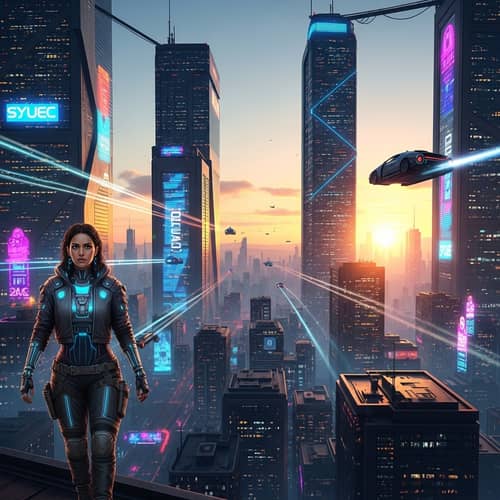 Futuristic Cyberpunk Cityscape at Sunset Feat. Ella - Tech Fashion World