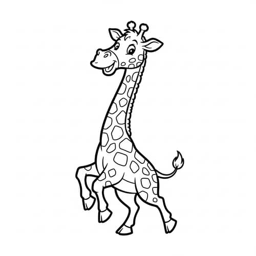 Playful Giraffe Cartoon for 7-Year-Olds to Color
