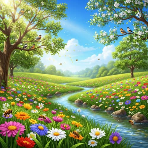 Vibrant Spring Flowers in Nature's Beauty