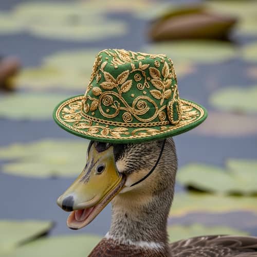 Duck in Hat Detailed Logo Design