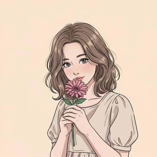 Girl Holding Vibrant Flower | Natural Beauty Portrait
