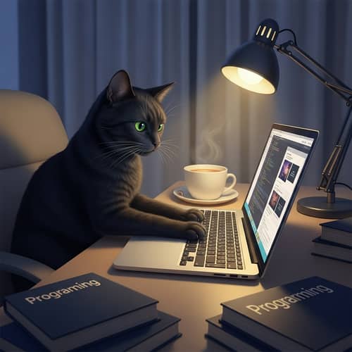 Cat Coding on Laptop: Feline Programming Genius