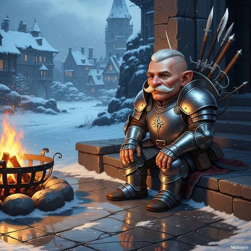 Fantasy Winter Scene with 20-Year-Old Gnome Soldier by Marble Road