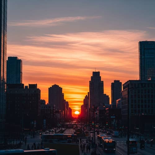 Tranquil Scene in Urban Setting at Sunset