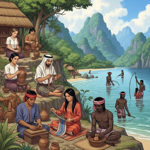 Pre-Colonial Philippines Scene: Diverse Traditional Lives & Natural Beauty