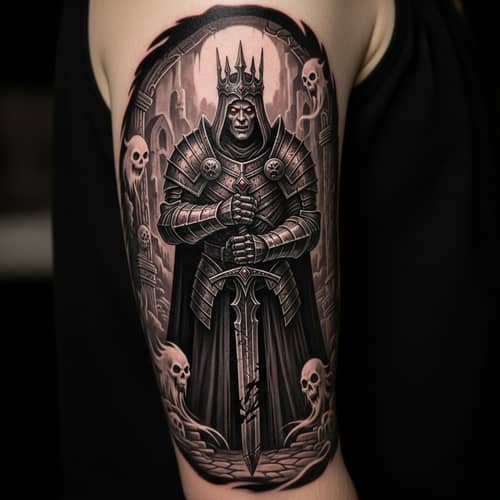 Dark and Menacing Fantasy King Tattoo Design