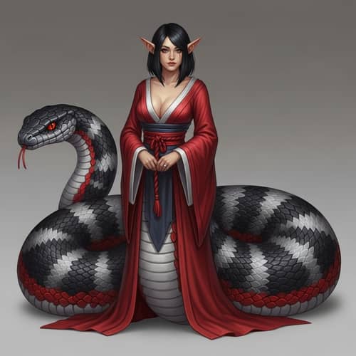Fantasy Yuan-ti Female Priest Character Art | DnD Universe