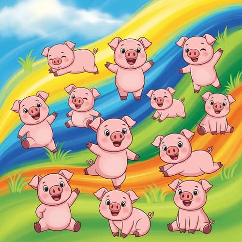 Unique Cartoon Pig Flag Design | Colorful & Joyful