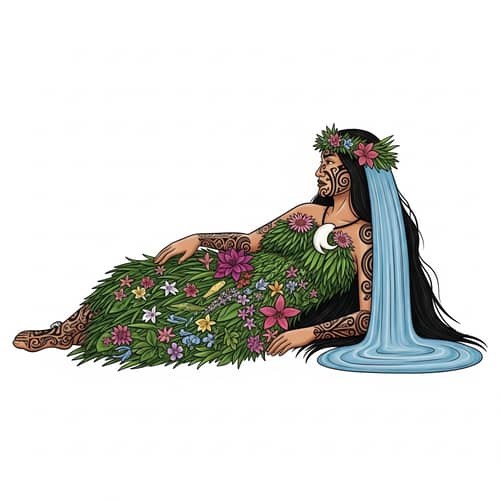 Papatūānuku Earth Mother Illustration - Māori Mythology Art