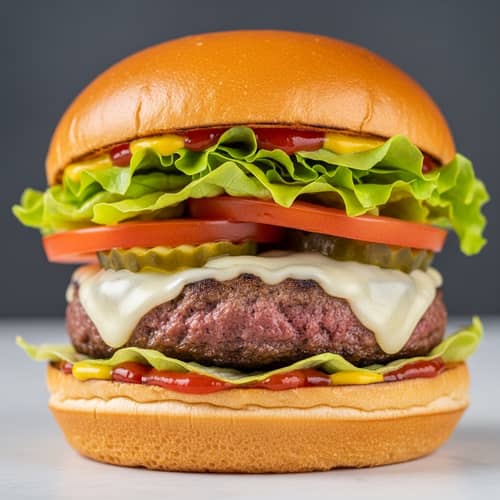 Mouth-Watering Burger with Premium Beef and Cheesy Topping