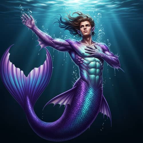Male Mermaid Digital Painting - Fantasy Portrait