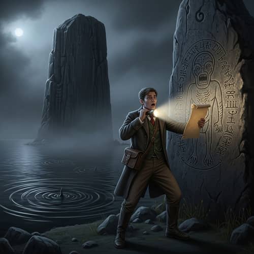 Eldritch Horror Scene: Ancient Monolith & Dreaded Secrets