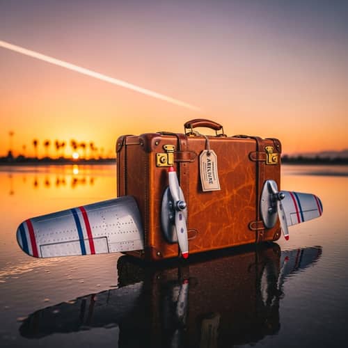 Travel Suitcase with Airplane Wings