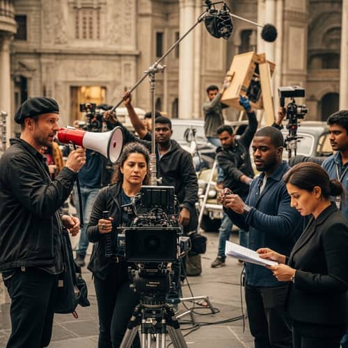 Diverse Team on Hollywood Film Set