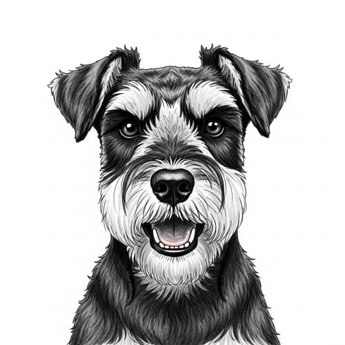 Adorable Black and White Schnauzer Illustration