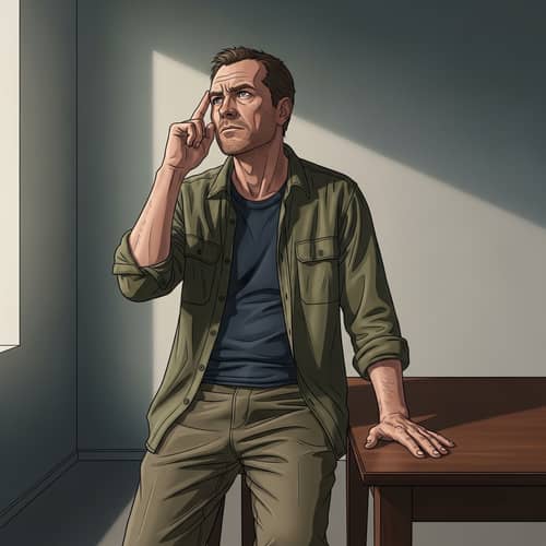 Middle-aged Caucasian Man Lost in Thought | Solitude Scene