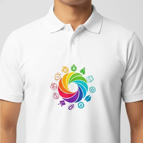 Student Harmony Design on White Polo Shirt