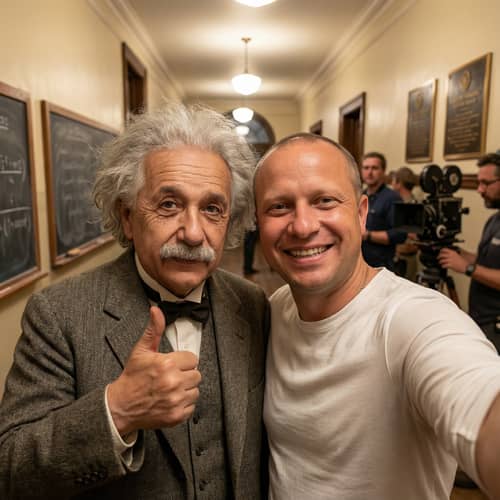 Selfie with Albert Einstein - Early 20th Century Vibe