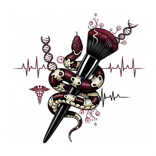 Vibrant Snake & Makeup Brush Logo - Medical Style Design