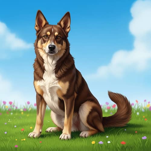 Majestic Dog with Sharp Features | Intelligent Canine on Green Lawn