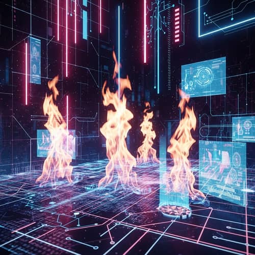 Hi-Tech Background with Neon Flames