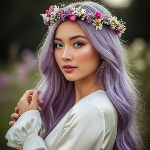 Thyla: Beautiful Maiden with Lilac Hair and Blue Eyes