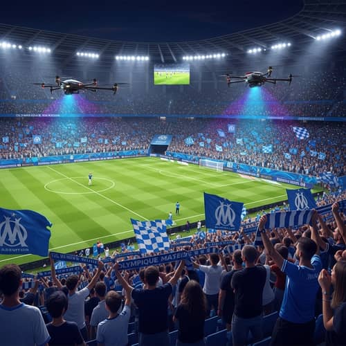 Olympique Marseille Soccer Team Fans - Modern Stadium Excitement